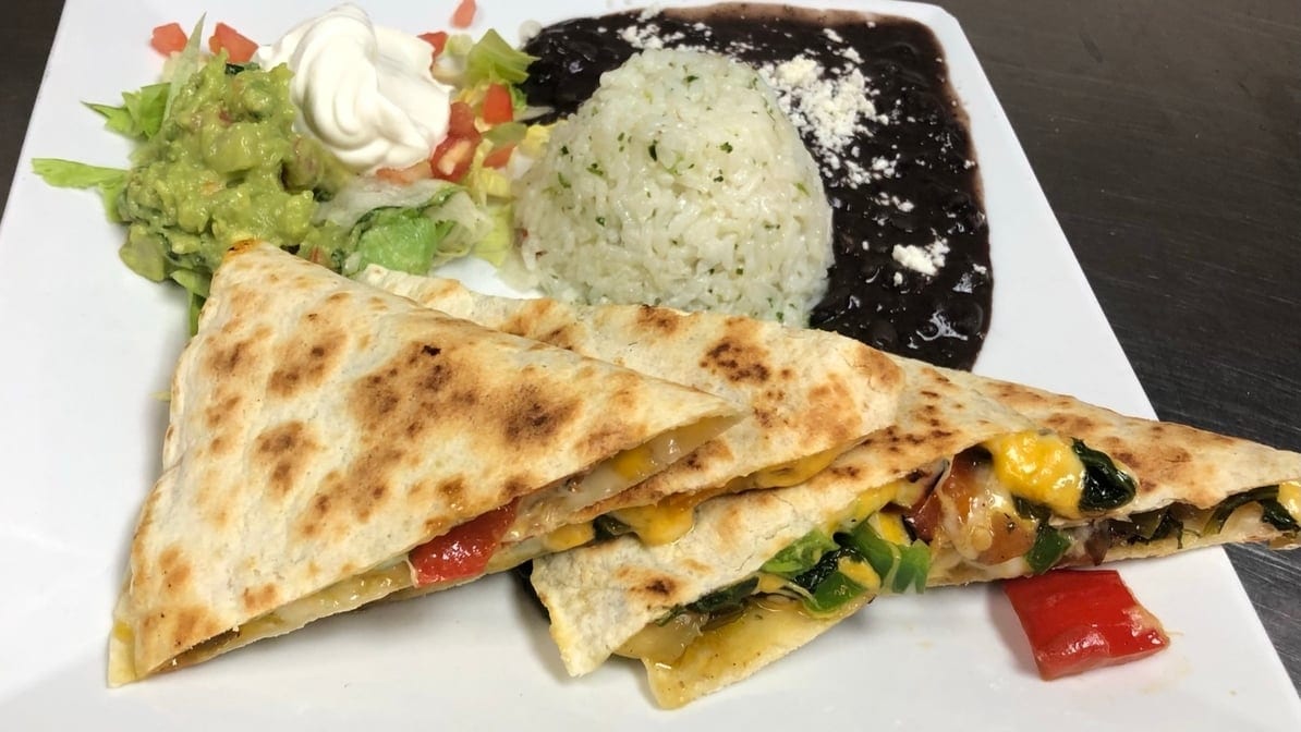 Shrimp Quesadilla Platter Lunch.