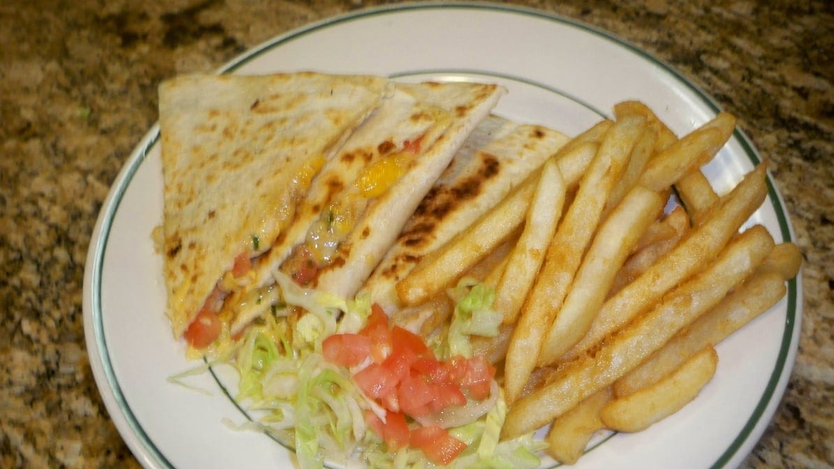 Kids Grilled Chicken Quesadilla Lunch.